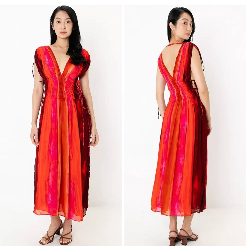 NWOT Zara V-neck Tie Dye Midi Dress Size Large